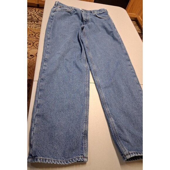 Carhartt Mens Straight Leg Blue Denim Jeans Size 36x32 Made In Mexico 100% Cotto - Picture 1 of 7